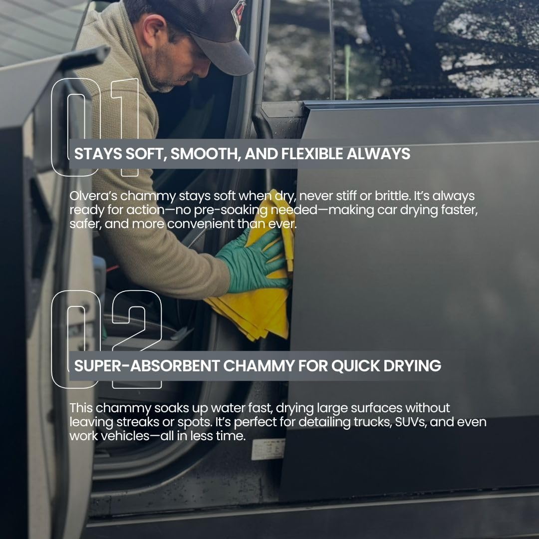 Shammy Cloth for Car Drying – XL 29x23.6 Soft Synthetic Chamois | Super Absorbent, Lint-Free, Machine Washable, Streak-Free | Reusable Commercial Grade Car Drying Shammy for Cars, Trucks, Boats & Home