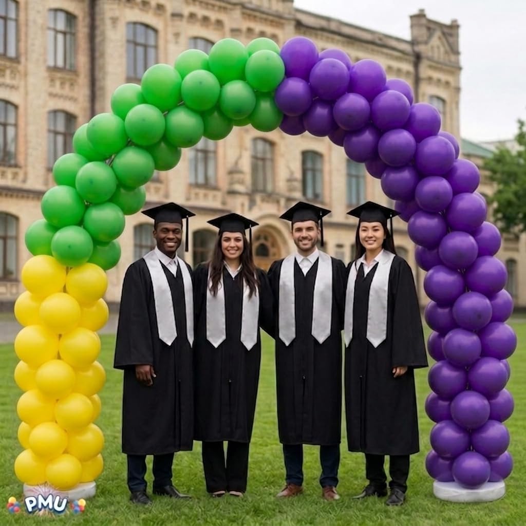 PMU DIY Professional Balloon Arch Deluxe Kit(Mardi Gras Gold, Green and Purple)Balloon Garland for Party Decoration,Decoration Kit for Birthday Party, Wedding, Graduation,Baby Shower(41691-61646)Pkg/1