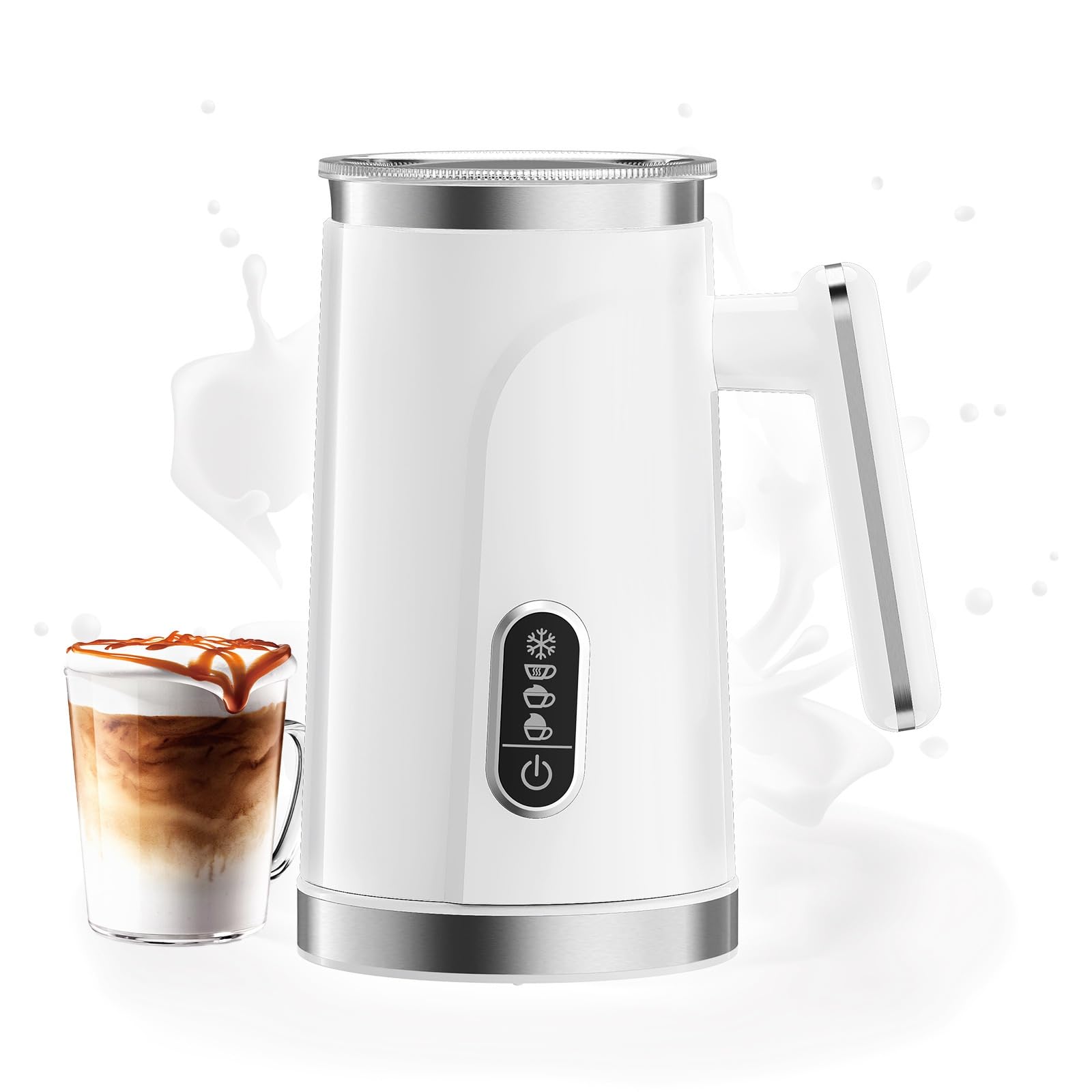 Elektryczny spieniacz do mleka i parownik podgrzewacz do piany 4 w 1 do kawy latte, gorącej czekolady, espresso, cappuccino automatyczny spieniacz na gorąco/zimno i podgrzewacz do mleka 300 ml