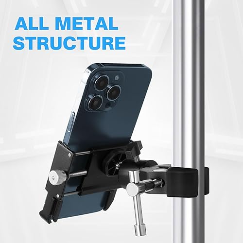 Miniatura 2 de Soporte de teléfono con abrazadera para carrito de golf, soporte universal de metal para manubrio, abrazadera de montaje para golf, cochecito,