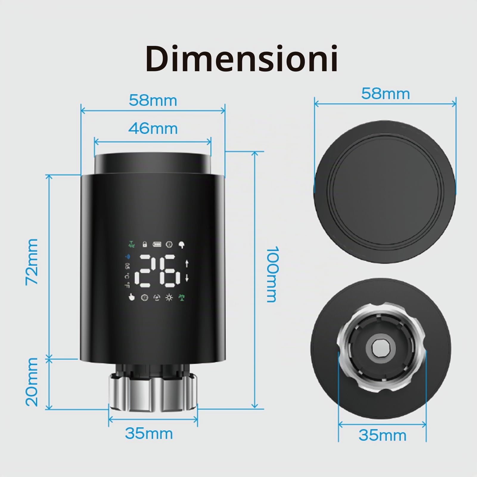 docooler Termostato Intelligente per radiatore Valvola intelligente del radiatore Valvola termostatica intelligente Display a LED che supporta l'app mobile di controllo del radiatore