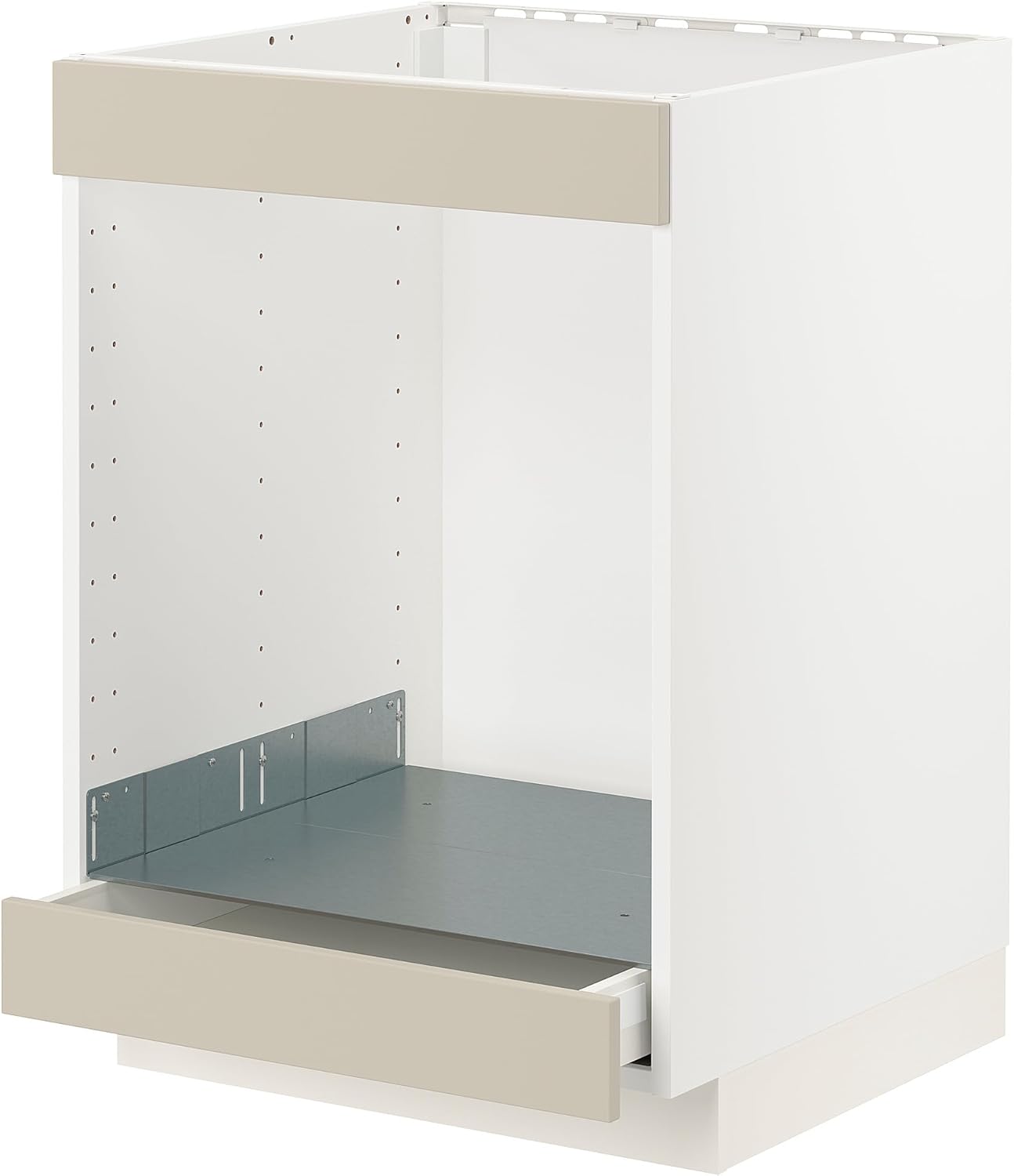 METOD/MAXIMERA Base Cab for Stovetop and Oven with Drawer, White/Havstorp Beige, 60x60cm