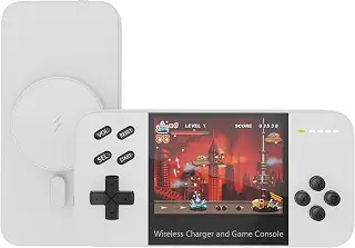 モバイルBOY 遊べる モバイルバッテリー 300種類 レトロ風 ゲーム 内蔵 半固体電池 搭載 5000mAh MagSafe 対応 携帯 ゲーム機 Type-Cケーブル付き PSE認証取得 出張 旅行 防災用 (横型ホワイト)