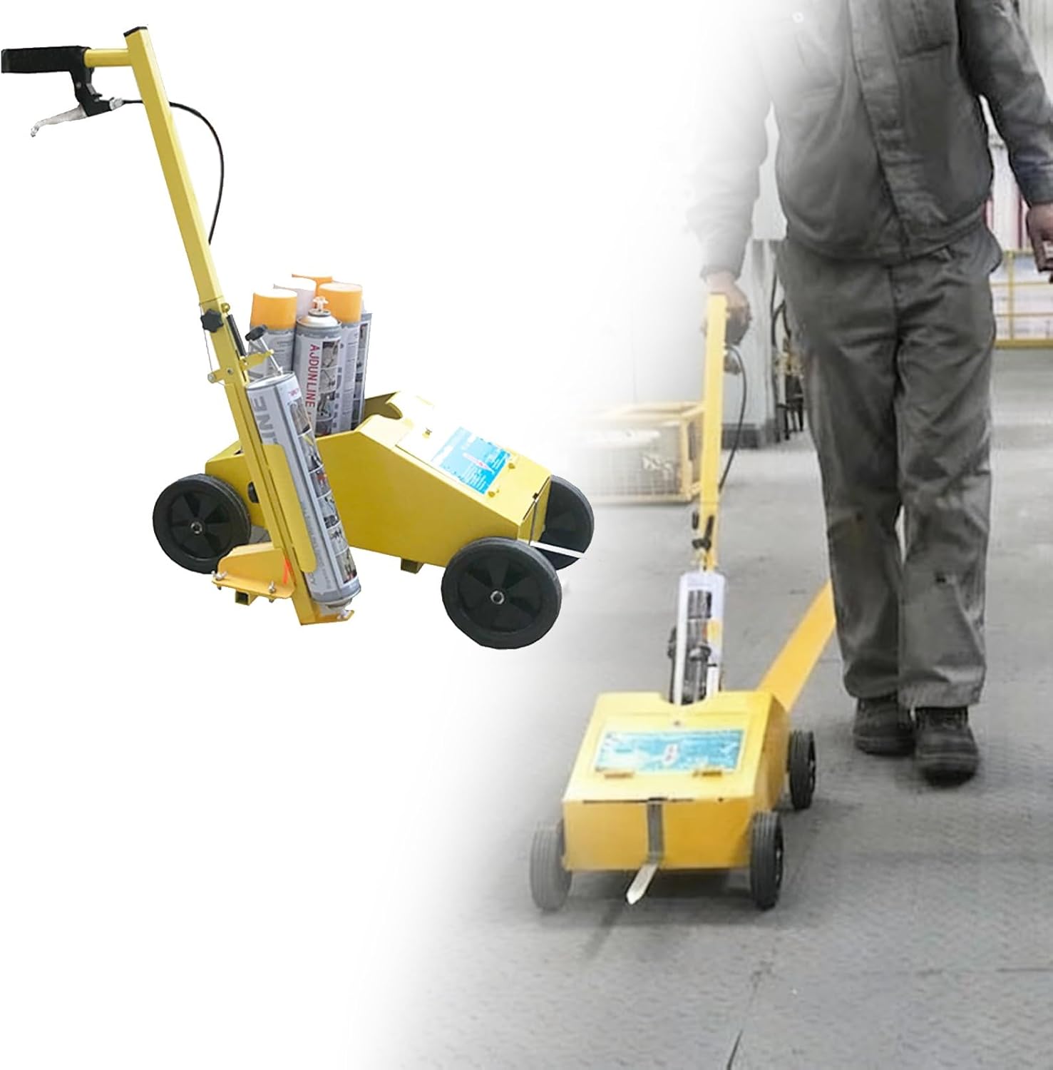 Workshop Warehouse Striping Machine, Floor Marking Spray Paint Rolling Cart, Line Striping Machine for Aerosol Paint, Traffic Lane Marking Tool
