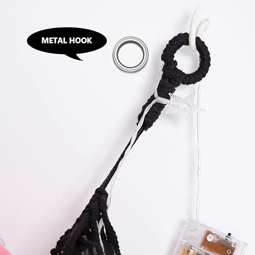 Miniatura 9 de Hamaca grande de animales de peluche con luz montada en la pared, hamaca Squishmallow de peluches, organizador de juguetes, hamaca de macramé