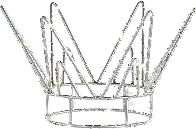 WeRChristmas Pre-Lit Crown Christmas Tree Topper, 58 Warm White LED Lights, 18 cm