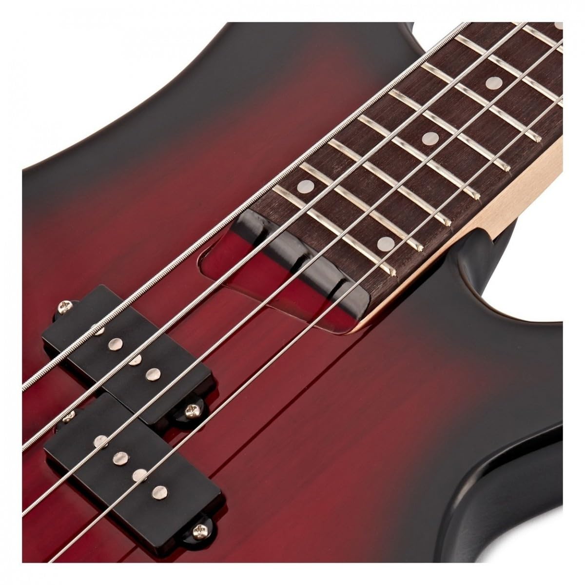Guitarra de bajo Chicago de 4 cuerdas con funda y cable de Gear4music Red