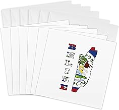 3dRose, The flag of Belize in the outline map and name of the country of Belize, 6 Greeting Cards with envelopes