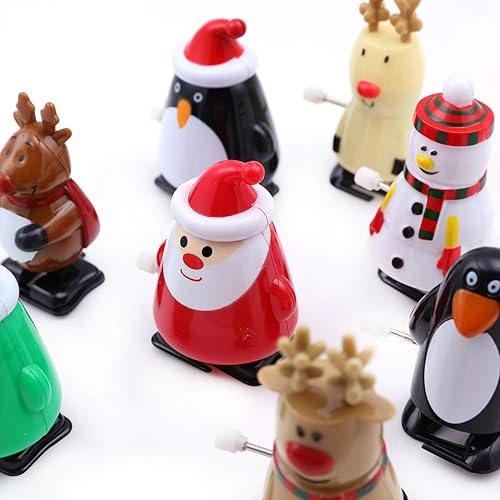 Miniatura 9 de Juguetes de cuerda de Navidad, 8 piezas surtidas de juguetes de cuerda, mini juguetes de relojería para niños, regalos de fiesta, juguetes para