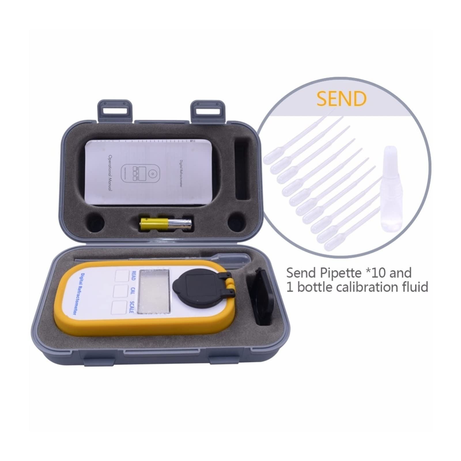 EDEDE Refraktometer, Digitalhonigrefraktometer 4 in 1 Brix/Wasser/BE '/Brechungsindex für Weinherstellung, Bierbrauen, Obst, Zuckergehal