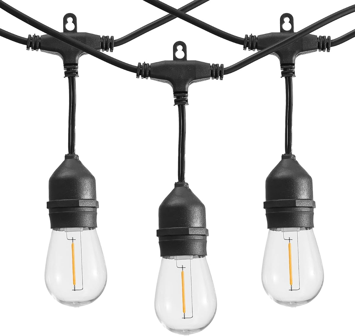SUNTHIN 50FT Outdoor String Lights with 16 1W LED Bulbs | Shatterproof Patio Lights for Backyard, Porch, Party, Cafe & Outdoor Decoration, Durable LED String Lighting