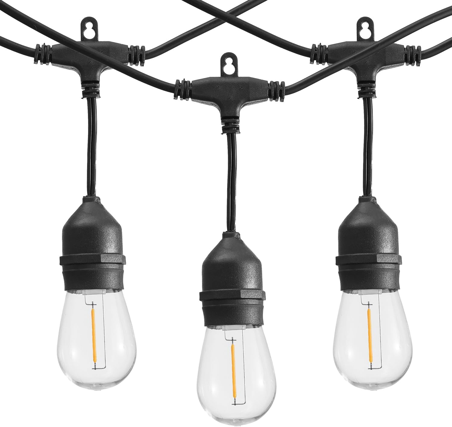SUNTHIN 50FT Outdoor String Light with 16 1W LED Shatterproof Filament Bulb for Patio Lights, Backyard, Porch, Party Lights