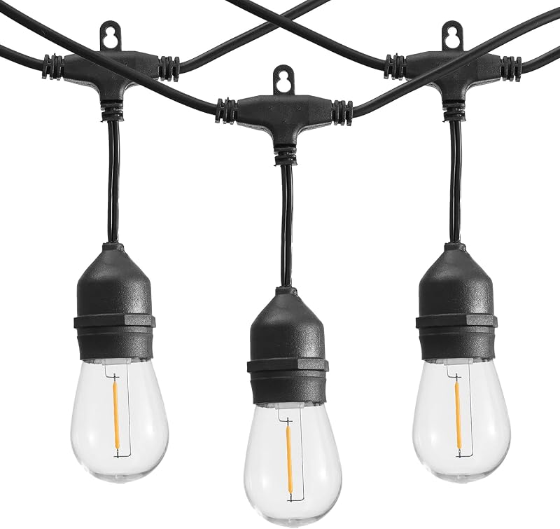 SUNTHIN 50FT Outdoor String Lights with 16 1W LED Bulbs | Shatterproof Patio Lights for Backyard, Porch, Party, Cafe & Outdoor Decoration, Durable LED String Lighting