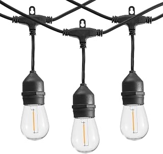 SUNTHIN 50FT Outdoor String Lights with 16 1W LED Bulbs | Shatterproof Patio Lights for Backyard, Porch, Party, Cafe & Outdoor Decoration, Durable LED String Lighting