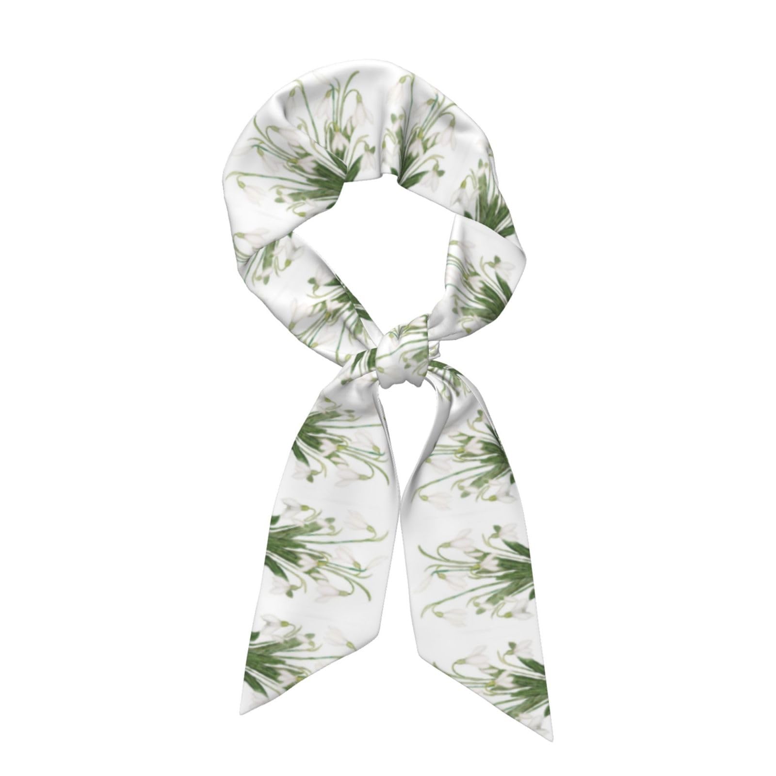 YXDVPALNE White Snowdrop Flower Botanical Watercolor Painting Neck Scarves, Kerchief Neckerchief Headband, Women's Fashion Scarf