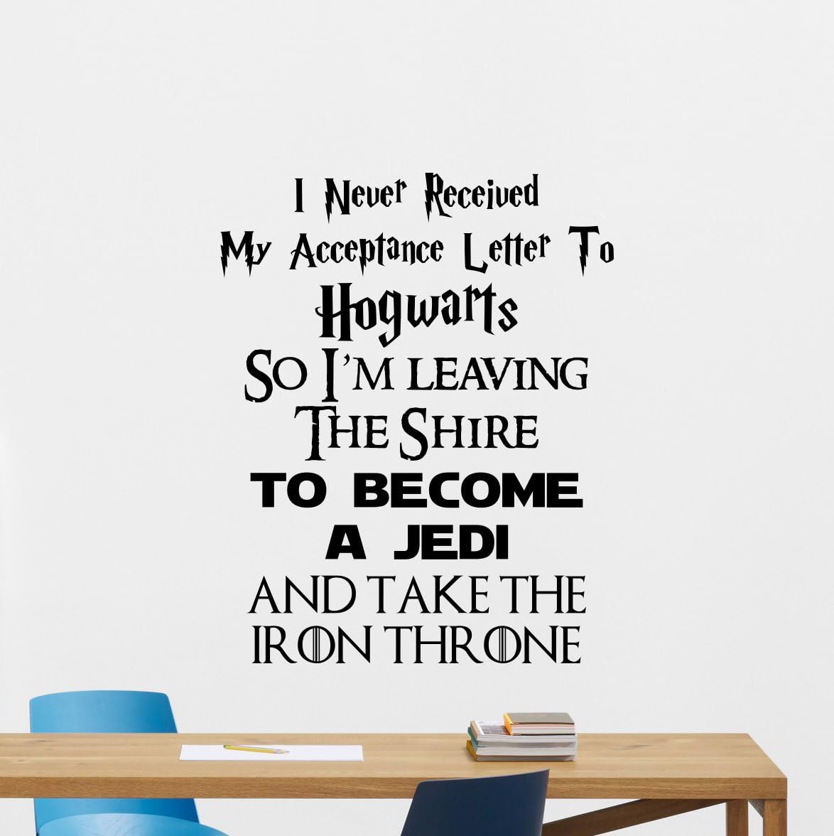 I Never Received My Acceptance Letter from Wall Decal Quote Geek Decor Vinyl Sticker Print Bedroom Wall Art Kids Decor Nursery Poster Mural Sign 157bar