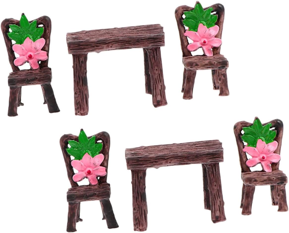 Miniature Table and Chair Set for Fairy Garden Decor Resin Simulated Furniture Ornaments Small Gardening Accessories for DIY Projects