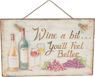Beachcombers Wine A Bit You'Ll Feel Better Wall Vintage Plaque Sign Wall Decor Decoration 15.75" x 10" x 0.25 Brown