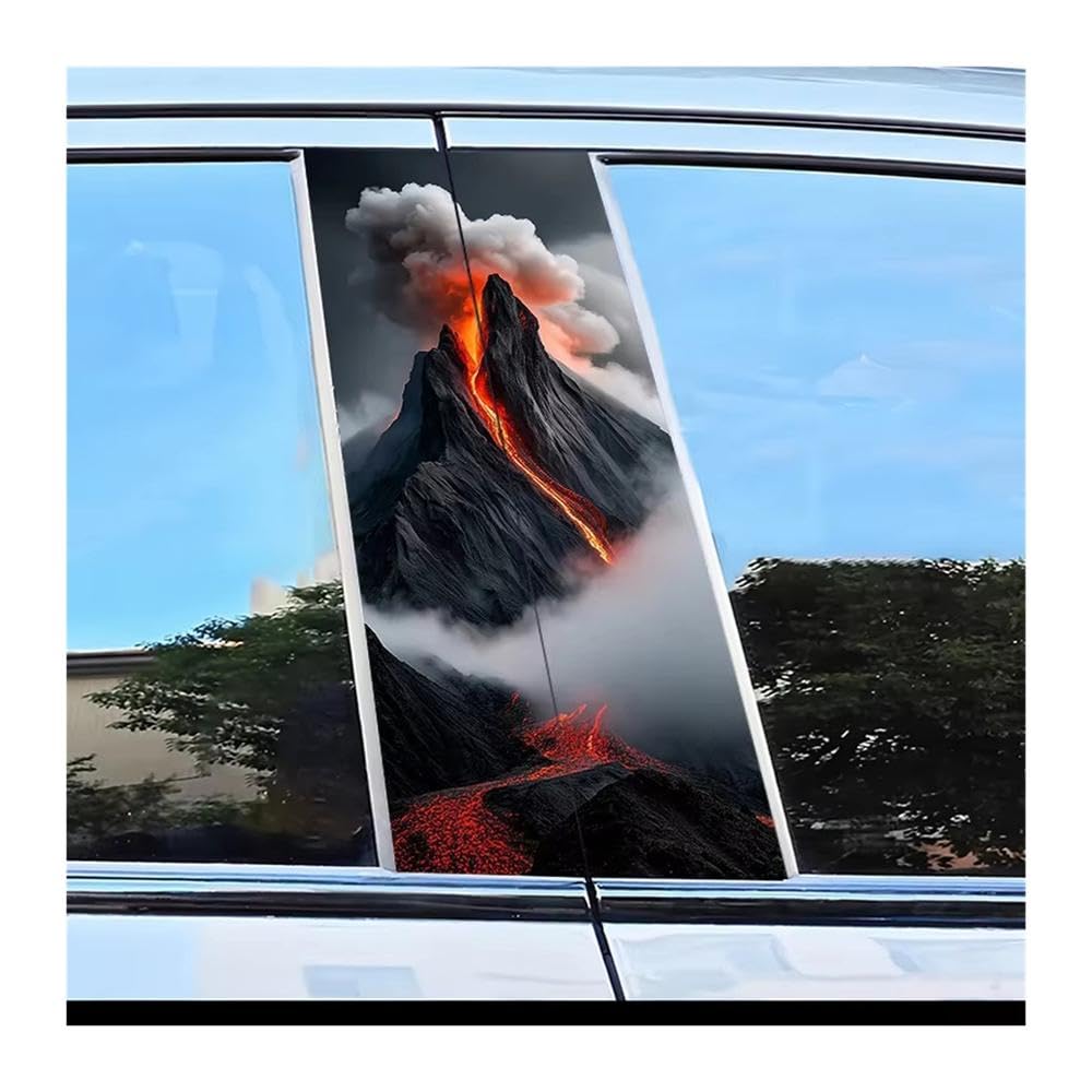 Bertdcx One Color 2Pcs Car B Pillar Sticker Volcano Scratch Proof Personalized Film Auto Parts