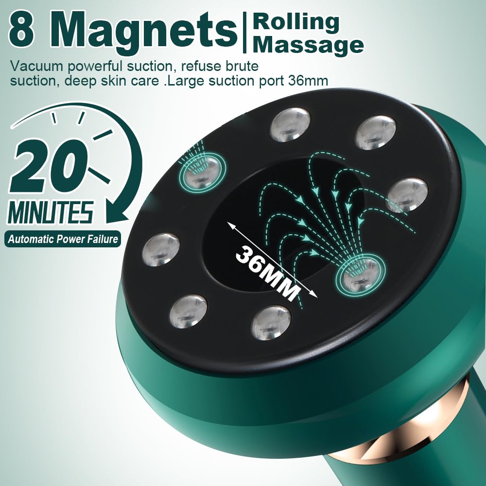 Massaggiatore Anti Cellulite Aspirante, Regolabile a 12 Livelli Infrarossi Vacuum Ventosa Elettrica Anticellulite per Gambe, Addome