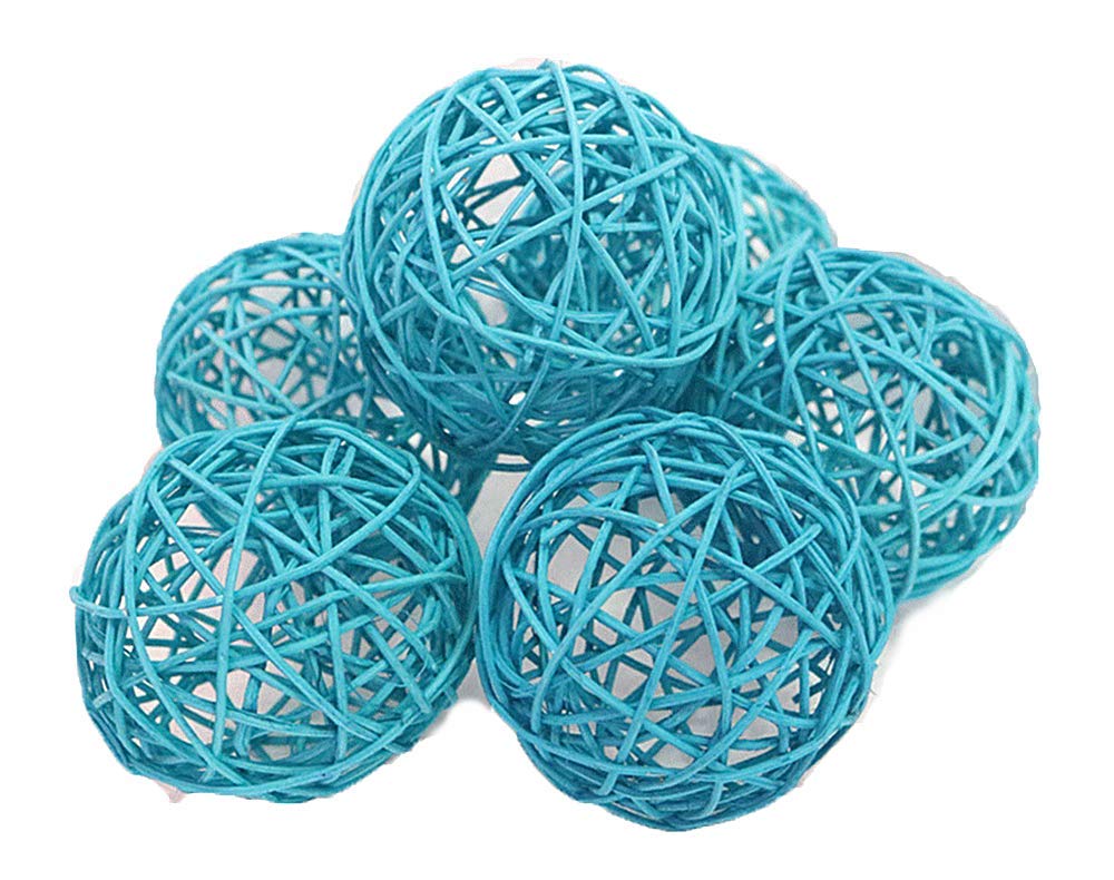 Decorative Spheres Blue Rattan Vase Filler Ornament Decoration Bowl Filler Kamboi Balls Hand Packed By Wreaths For Door 8 CM - 3.5 inch