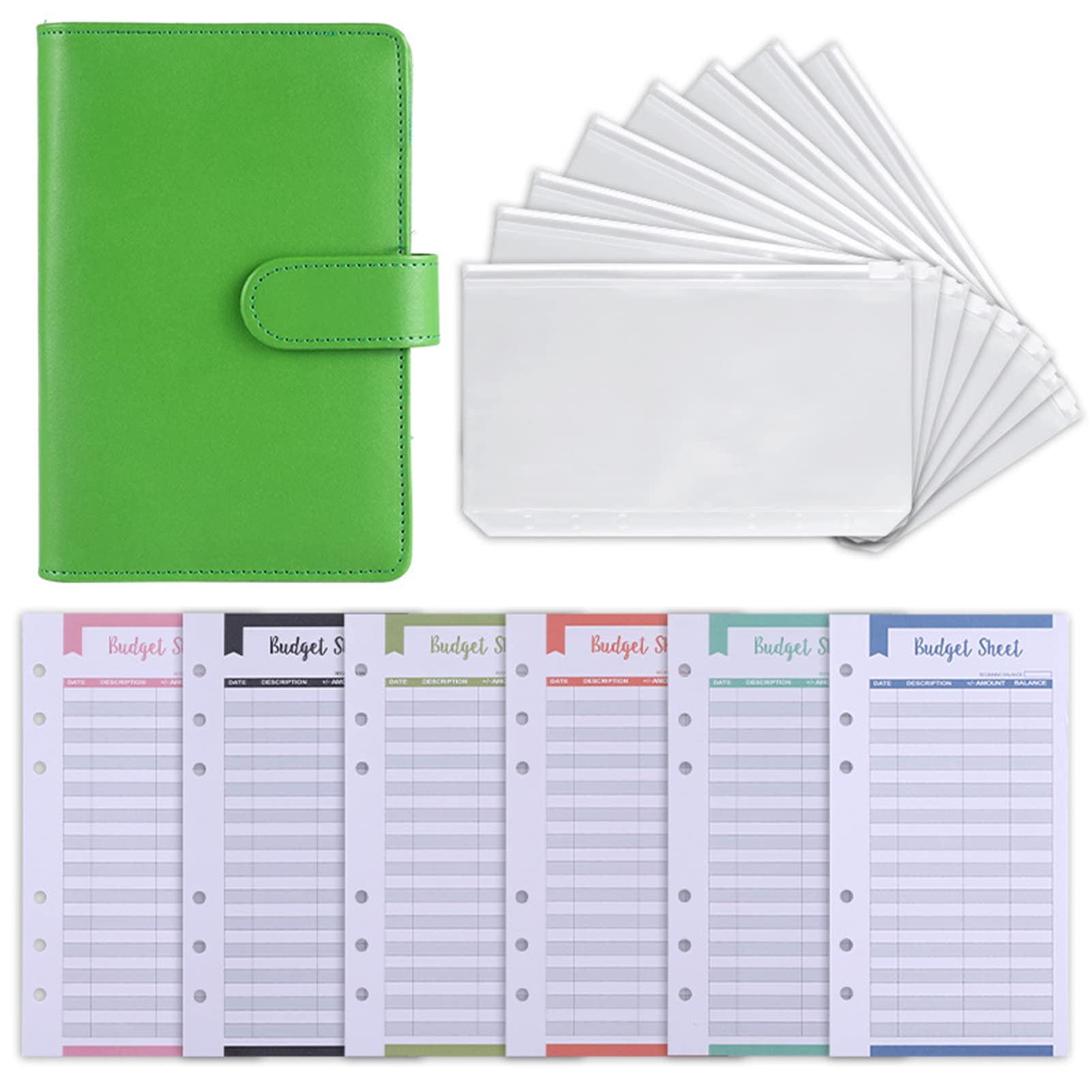 WORPICE A6 Budget Planner - Green Hardcover Undated Finance Planner With Elastic Closure, 6.1x8.3 Inch - View #3