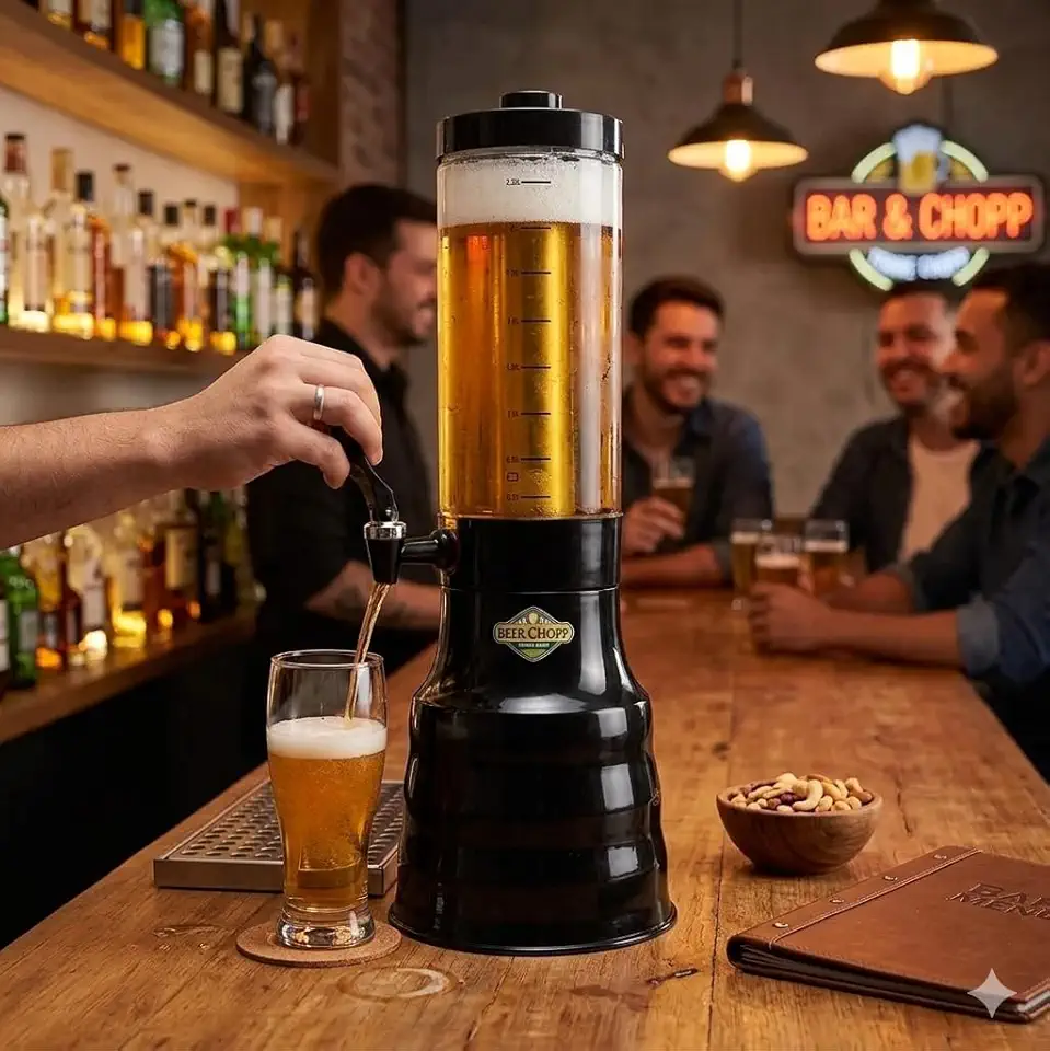 Torre Chopp 2 L Base Giratória Copo Removível 2 Refil Preto