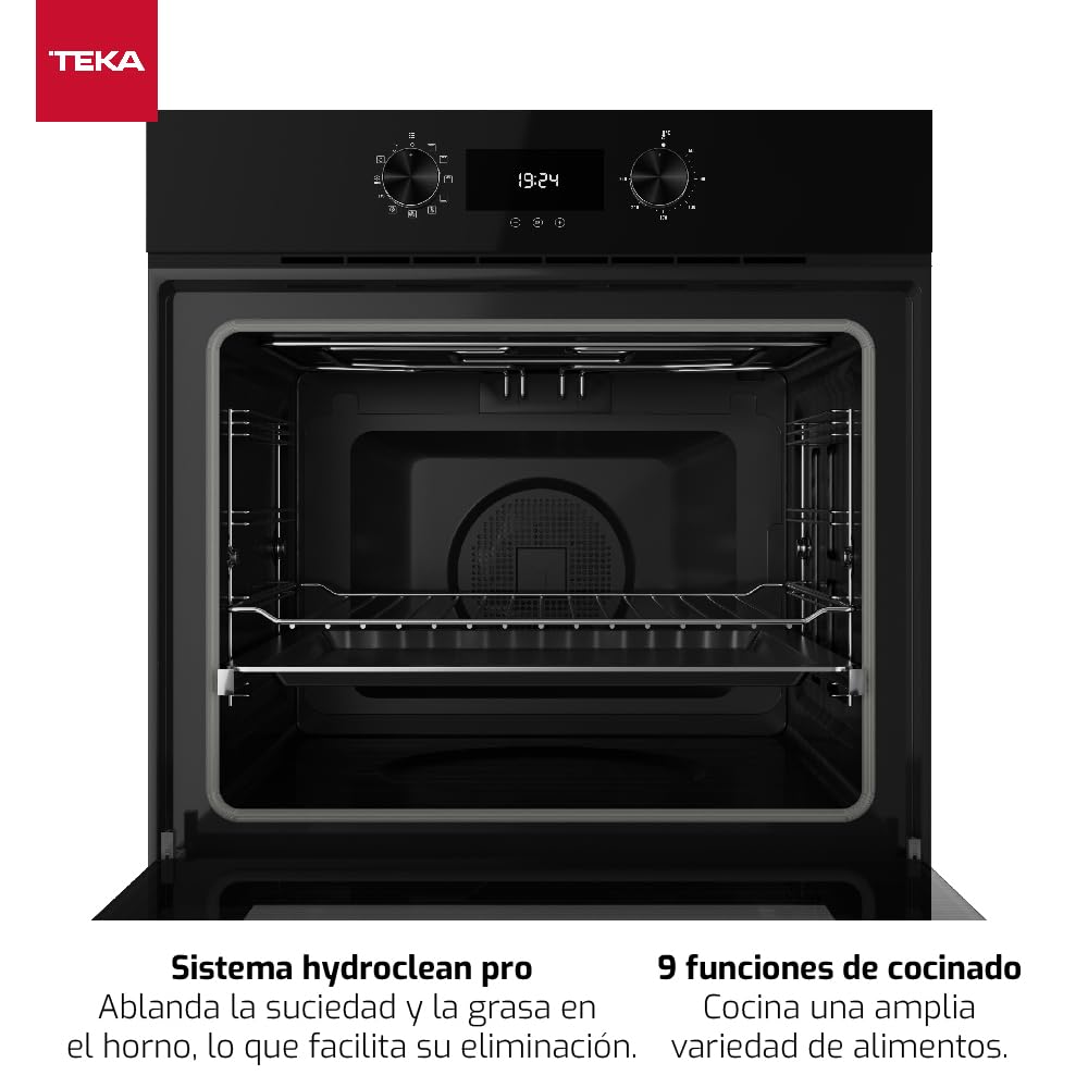 TEKA HLB 8400 FBK - Horno Multifunción SurroundTemp 60 cm, 9 Funciones de Cocinado, Urban Color Edition, Sistema de Limpieza Teka HydroClean Pro, Calentamiento Rápido, Touch Control, Color Negro
