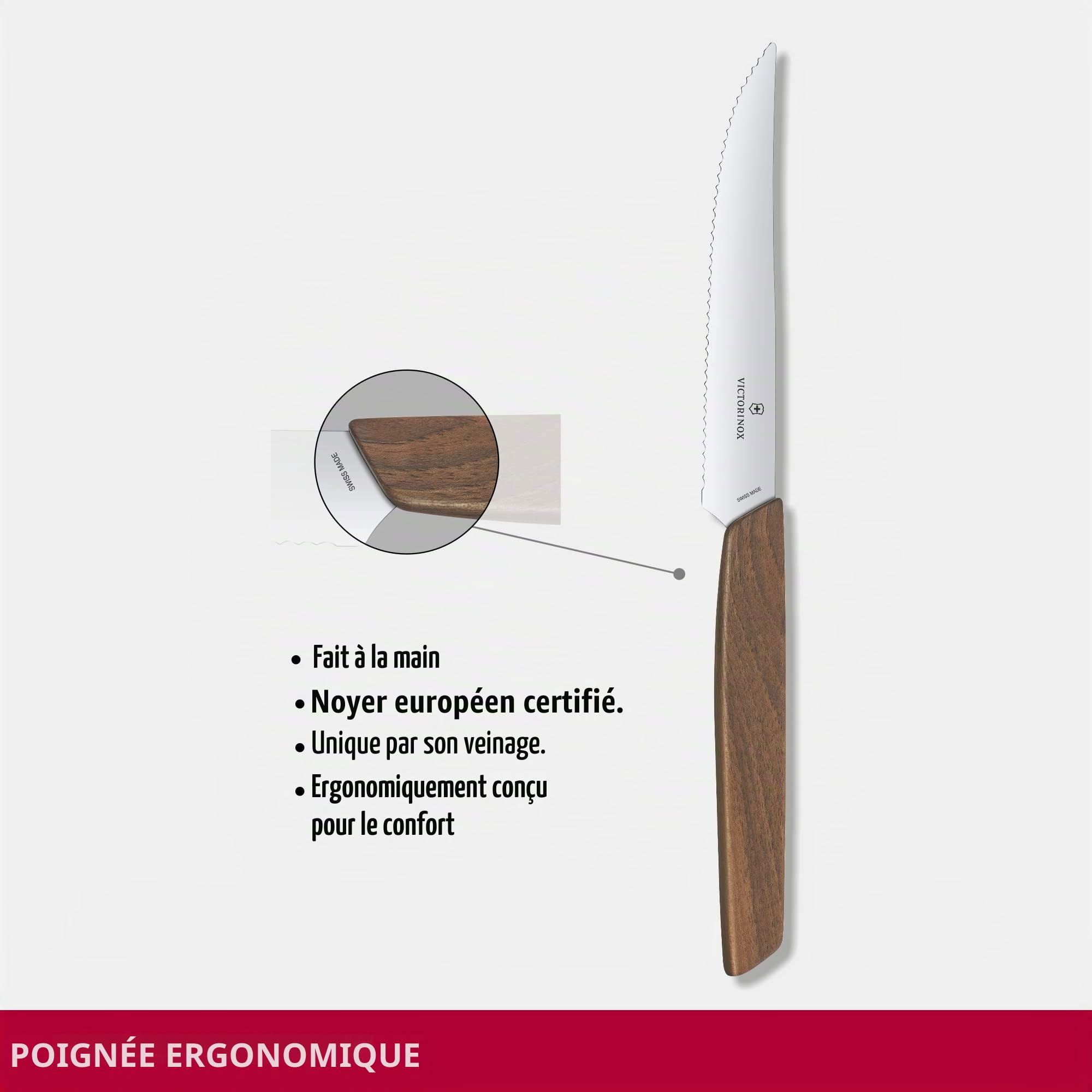 Victorinox Swiss Modern Set de Couteaux à Steak, 2 Pièces, 12 cm, Brun