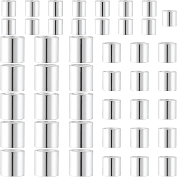 45 Pcs Sterling Silver Crimp Beads, Sterling Silver Beads for Jewelry Making, Tube Loose Beads for DIY Craft, Jewelry Making 3 Sizes