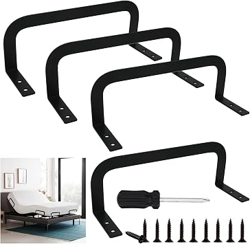 4 Pack Mattress Slide Stopper - Non-Slip Gripper Bar for Bed Frames Prevents Mattress Sliding on King/Queen/RV Beds - Heavy-Duty Steel Construction Black
