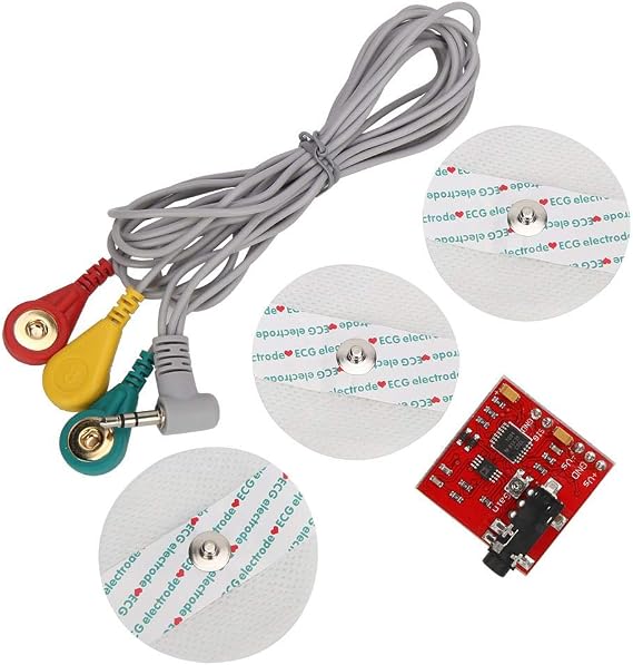 EMG Muscle Sensor, Electromyographic Sensor Muscle Signal Analysis System with EMG Test Suction Pads+Connection Line, for Muscle Activity Measure and Monitor