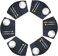 Vista 12 de Juego de 6 manteles individuales de cuña para mesa redonda de vinilo tejido de vinilo antideslizante de plástico (champán)