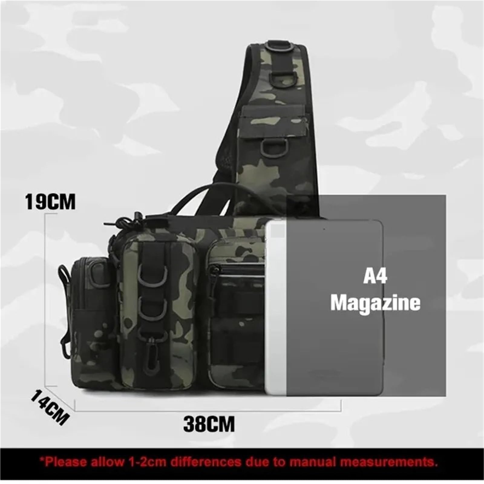 Borse Porta Attrezzi, Scatola Porta Esche, Borsa Porta Attrezzi, Marsupio for Uomo, Zaino da Pesca a Mosca con Porta Canna, Borsa a Tracolla per Esche, ami