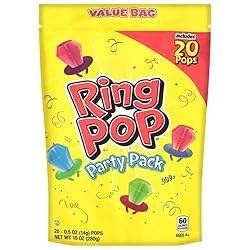 Ring Pop Candy, Christmas Lollipops, 20 Ct Party Favors in Assorted Fruity Flavors - Full Size, Bulk Variety Pack, Individually Wrapped Hard Candy For Stocking Stuffers, Holiday Gifts