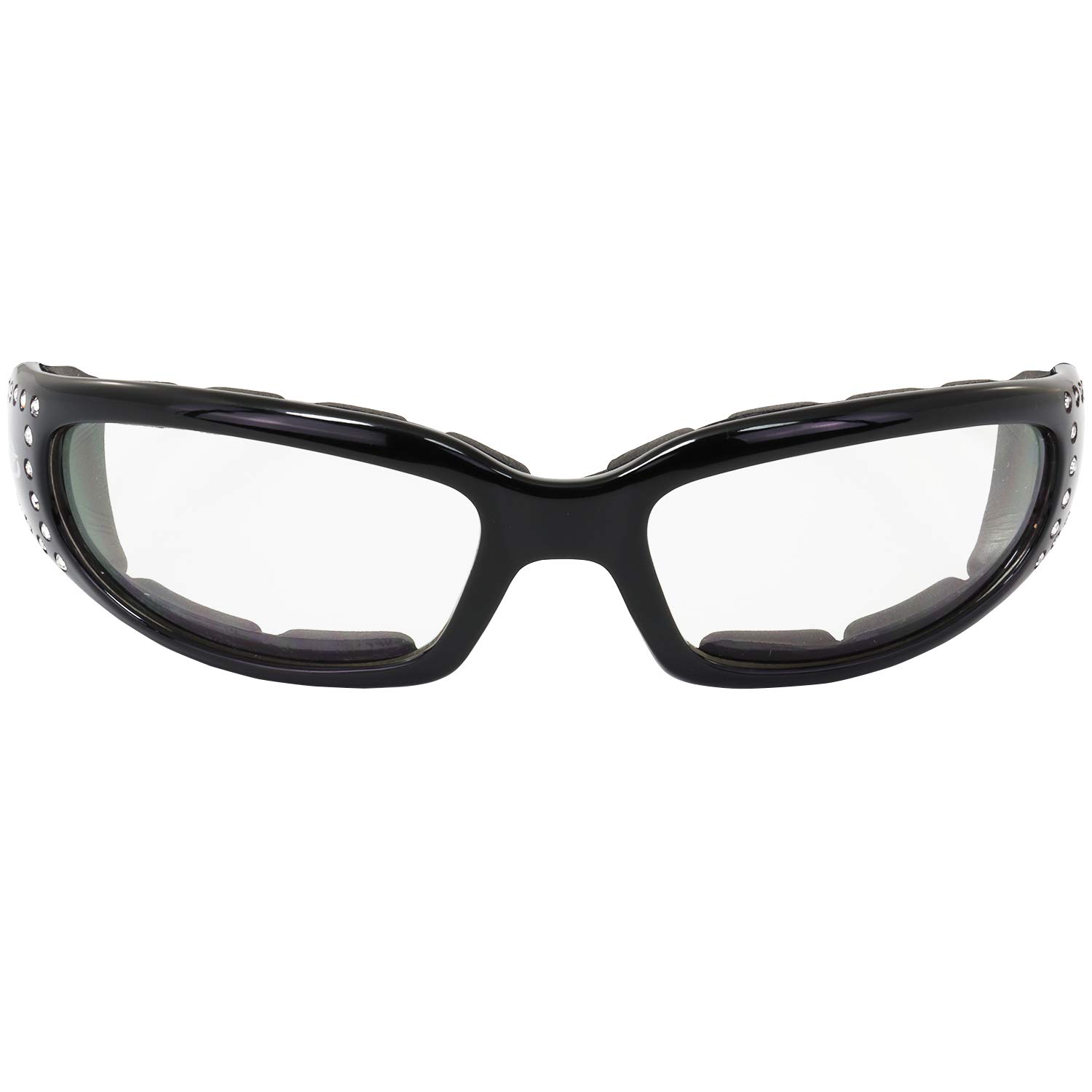 Global Vision 3 Pairs of Marilyn-3 Women's Ladies Padded Motorcycle Sunglasses Bling Black Studded Frames Clear Smoke & G-Tech Blue Mirror Lenses