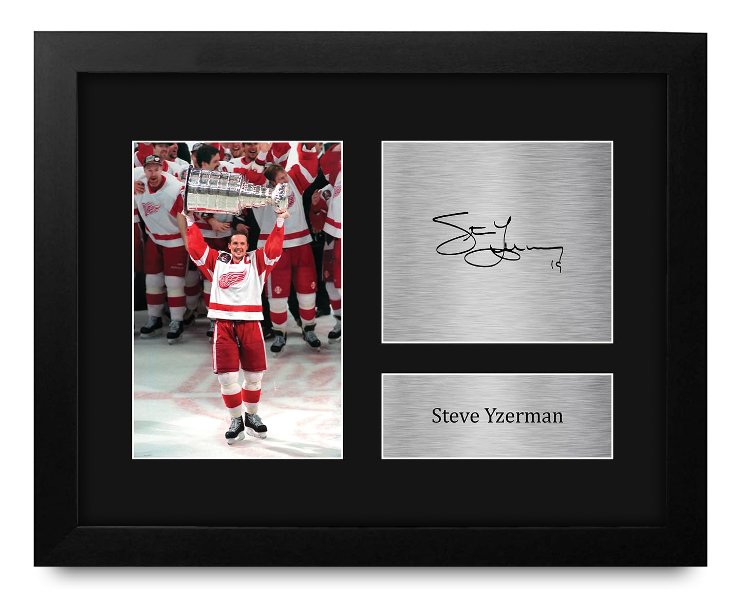 HWC Trading Steve Yzerman Detroit Red Wings Gifts Printed Signed Autograph Picture for Ice Hockey Fans - US Letter Framed