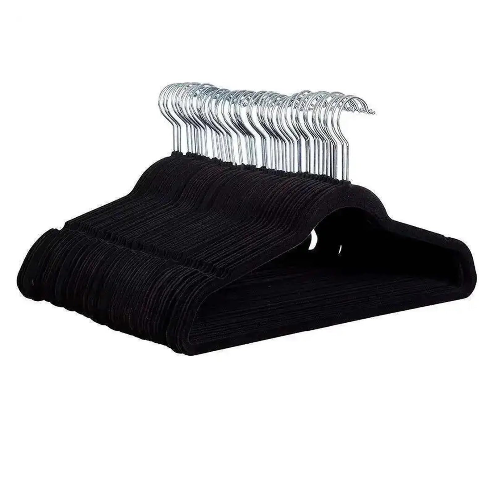 Velvet Hangers 10pcs Non-slip Velvet Hangers - Suit 360 Degree Swivel Hook Strong Clothes Hange(Black 44cm)