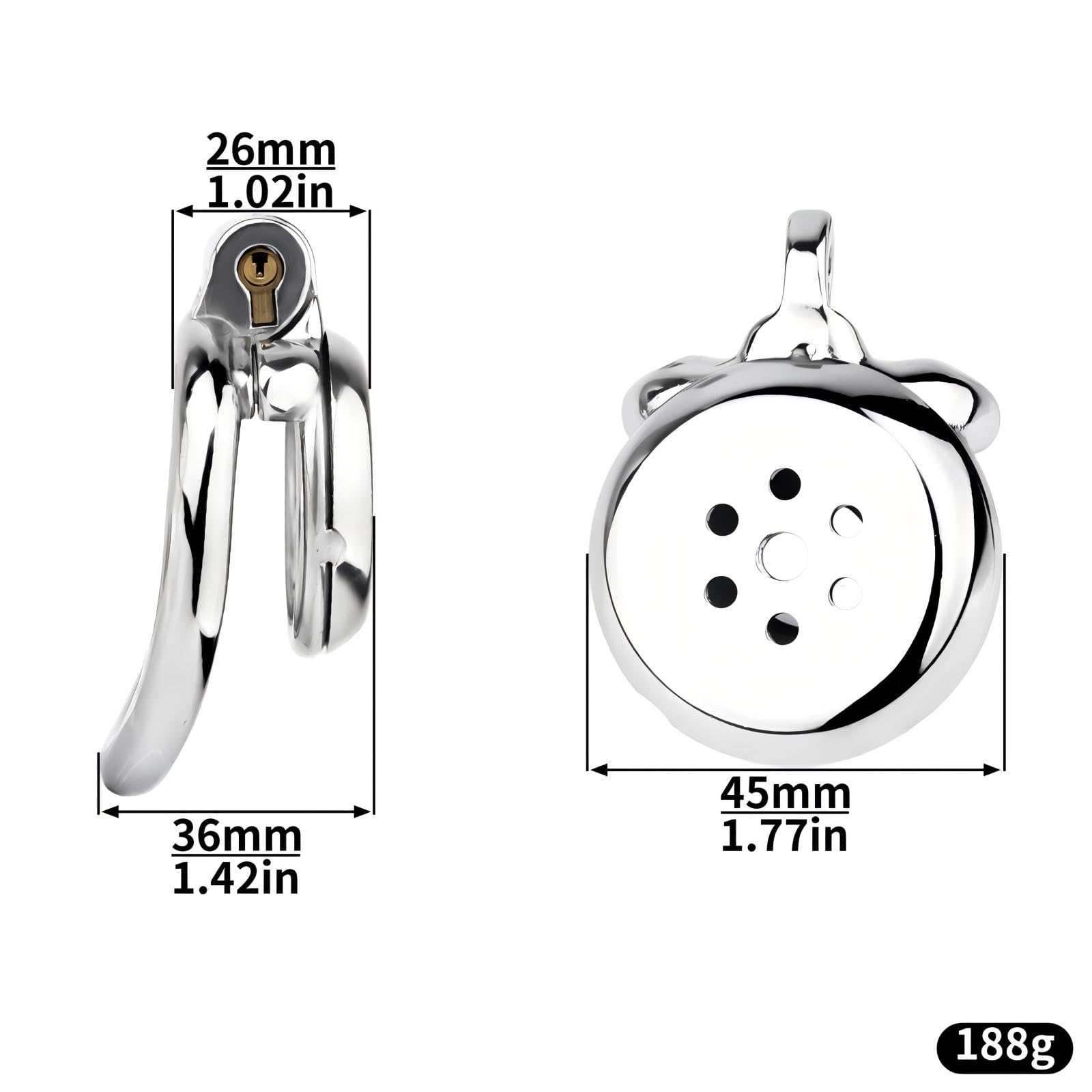 Chastity Cage Plate avec Serrure et Ceinture Invisibles Cage de Chasteté Respirante en Métal pour Le Ligotage du Pénis de l'Homme Sex Toýs Cage Chastetée à Anneau Courbe (40mm,A)