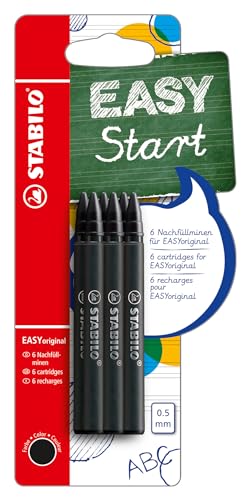 Ergonomic Rollerball - STABILO EASYoriginal Refills - Pack of 6 - Black