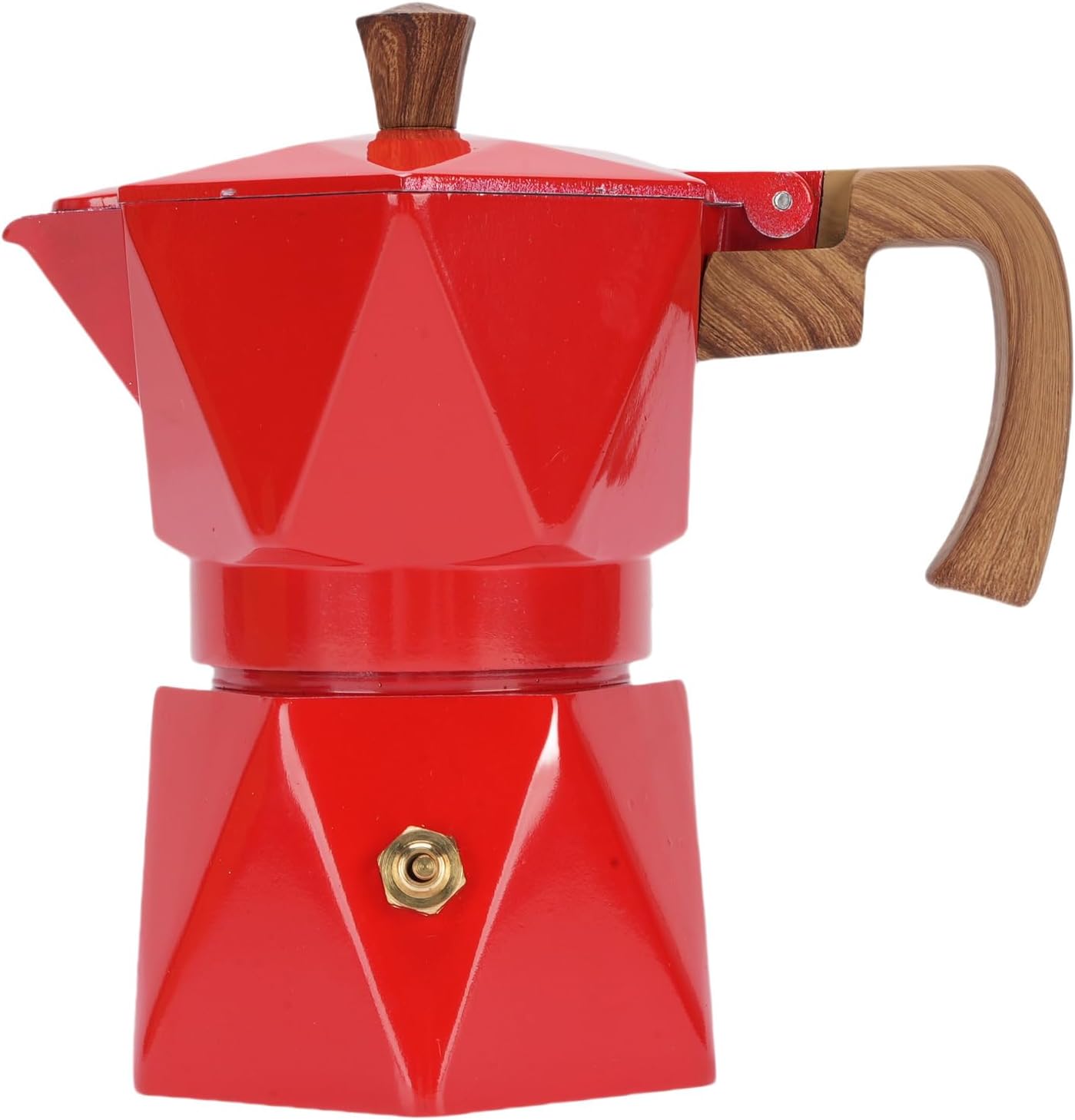 Zunate Italian Coffee Maker, Aluminum Dual Valve Stovetop Pot for 2 Cup Brewing, Heat Proof Handle, Suitable for Gas and Electric Stoves, Red (Red)