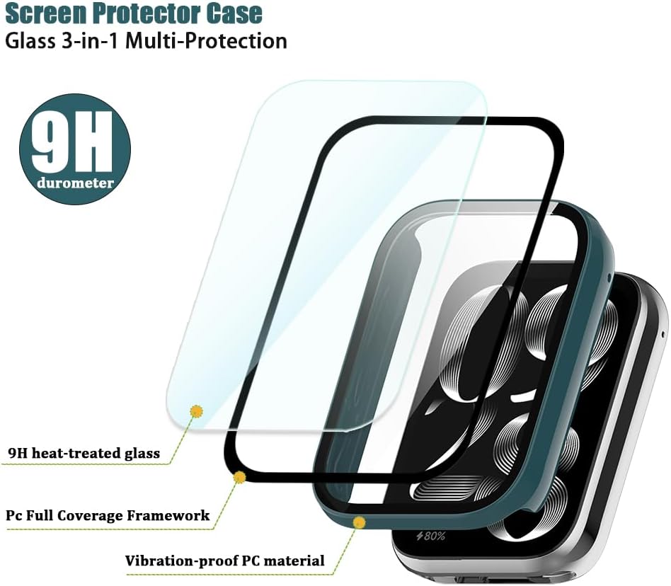 Compatible for Xiaomi Smart Band 9 Pro Screen Protector Only, PC Hard Ultra Bright Tempered Glass One Piece Full Protective Case (Pack of 3)