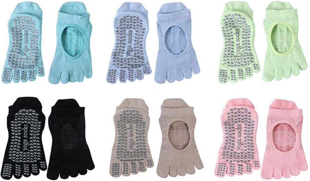 6Pair Winter Yoga Toe Socks with Grips Warm Soft Pilates Women Toe Socks Barre Fitness Non Slip Sport Socks for Women