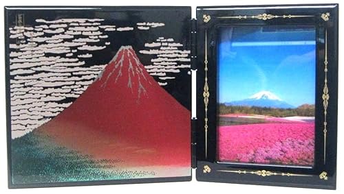 海外向けおみやげ 日本のお土産 加賀の伝統 石川伝統工芸品 加賀 山中漆器 ブック型 写真立て 日本フォトスタンド 赤富士 富士山 箱入