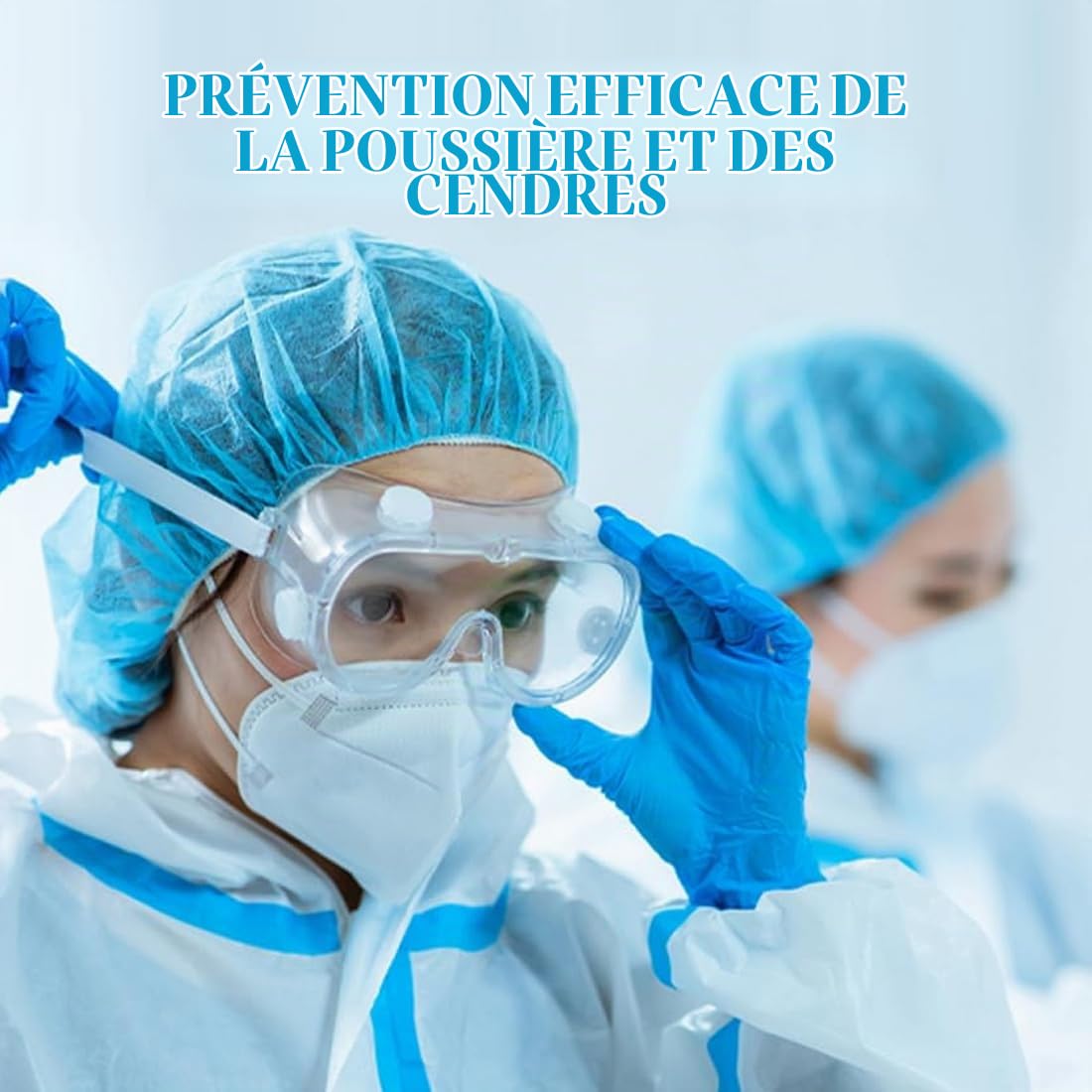 NHQZ 50 Charlottes Jetables Bleues Non-tissées Respirantes Bonnet à Usage Unique Sans Latex pour Cuisine Laboratoire Médical Industrie Visiteur Femme Homme