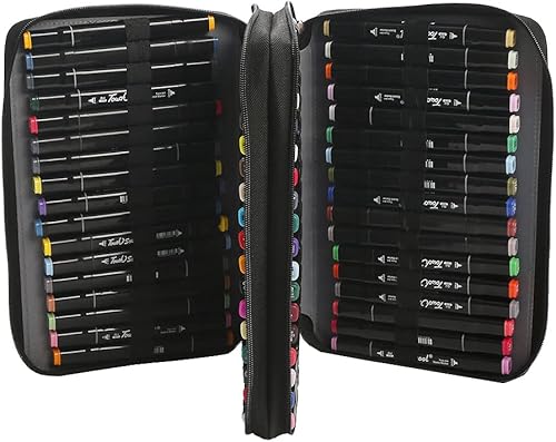 Miniatura 9 de Lbxgap Estuche organizador para rotuladores, 102 ranuras, gran capacidad con práctico soporte portátil multicapa para lápices de acuarela