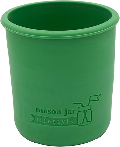 Mason Jar Lifestyle - Fundas de silicona de 8 onzas de boca regular para proteger la pelota, Kerr y tarros de conservas acolchados (verde hoja,