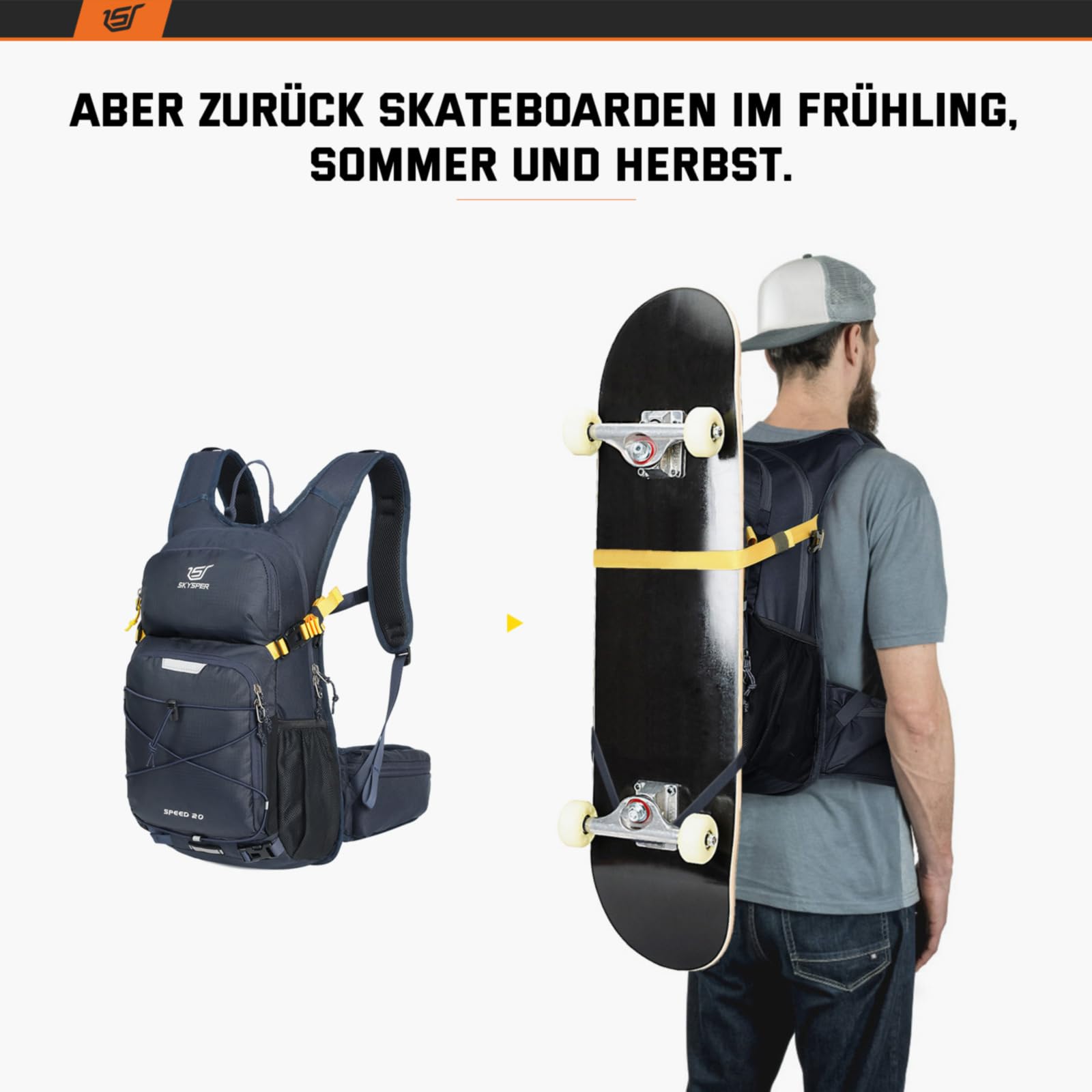 SKYSPER Wanderrucksack 20L Fahrradrucksack Skirucksack Rucksack Herren für Fahrrad Trinkrucksack