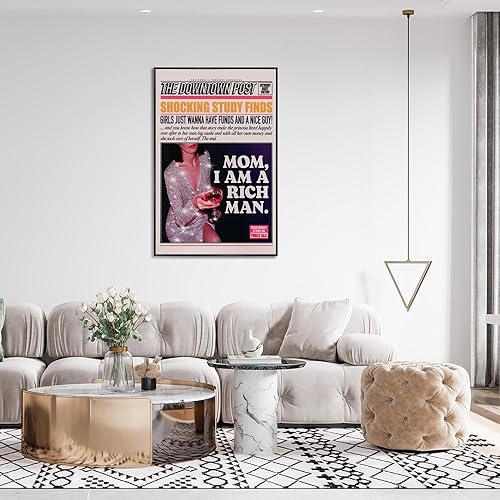 Miniatura 5 de Osdfem Divertida cita moderna para beber hipster, arte de pared para niñas calientes bebiendo champán, titulares de periódicos, póster Groovy Y2k,