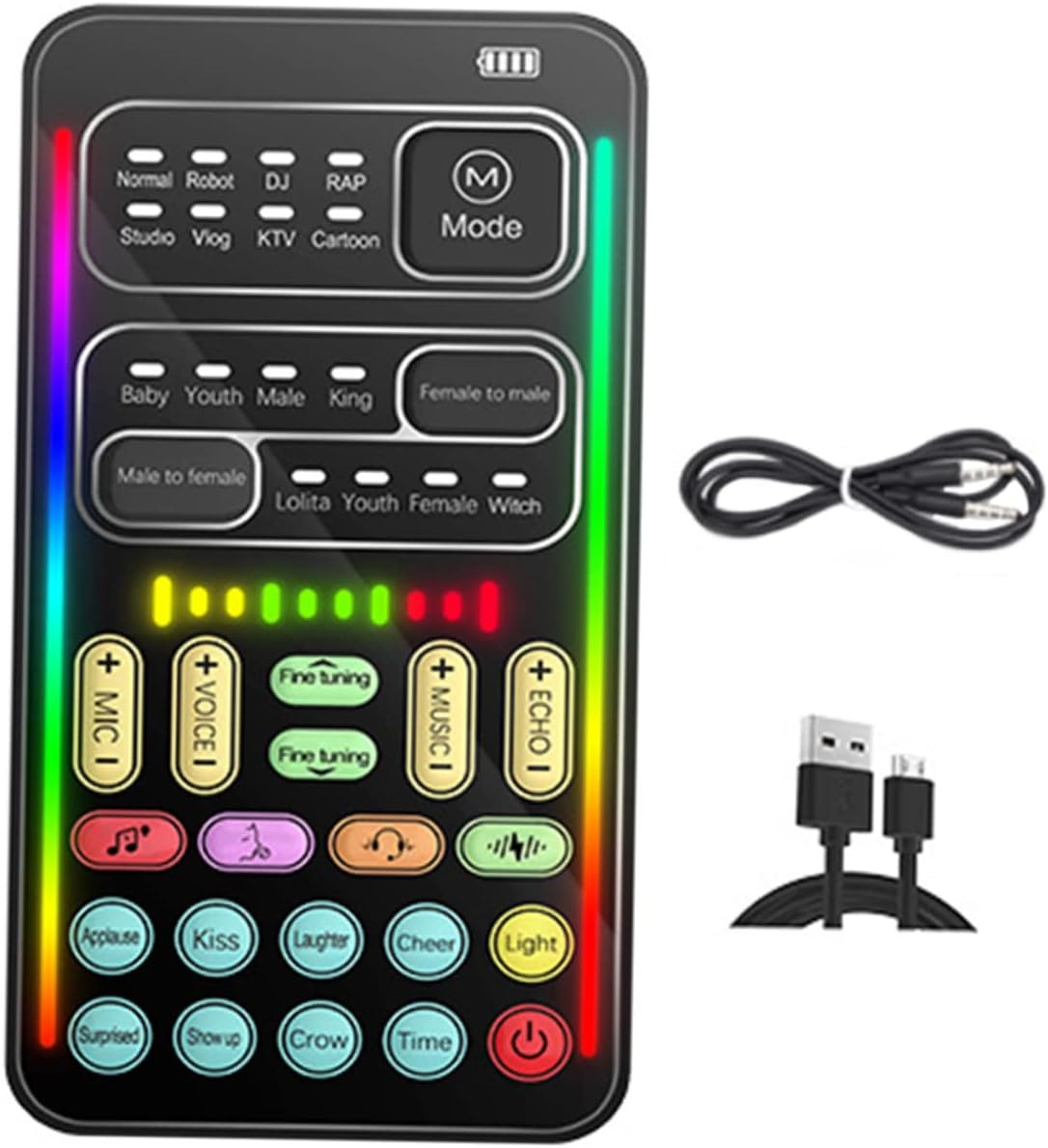 Uonlytech Portable Mini Voice Changer Sound Card for Mobile Easy to Use Voice Disguiser with Effects for Live Streaming Gaming and Video Chat Lightweight and Driver